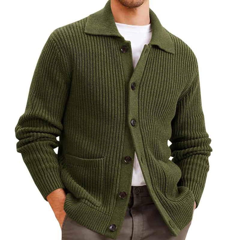 Herren Strickjacke mit großflächiger Rippstruktur und praktischen Taschen Aliams