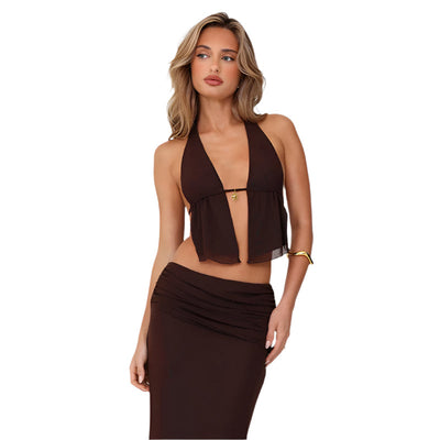 Graziela - Sexy Cropped Top und Lange Rock Set