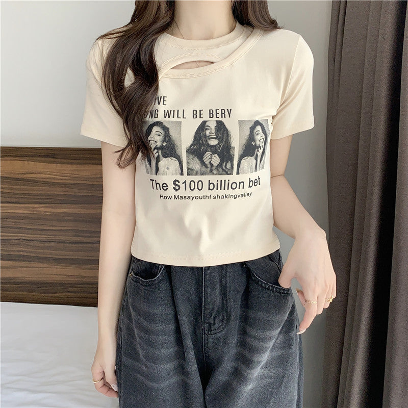 Femme Grafik Cut-Out T-Shirt mit einzigartigem Design Heidi-Mode