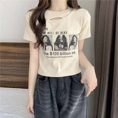 Femme Grafik Cut-Out T-Shirt mit einzigartigem Design Heidi-Mode