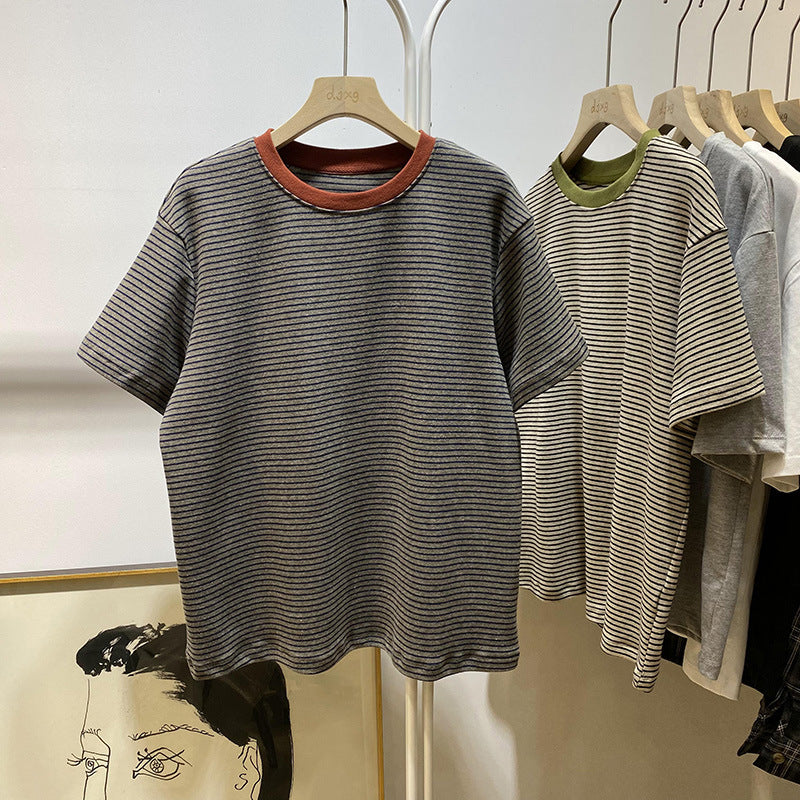 Femme Entspanntes Passform Gestreiftes T-Shirt Heidi-Mode