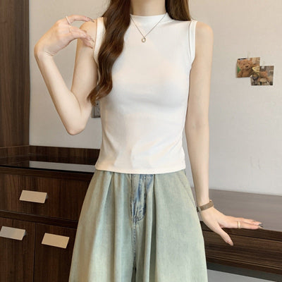 Femme Slim Fit Mock Neck Gerippter Tanktop Heidi-Mode