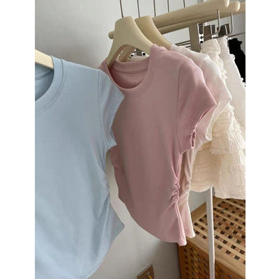 Femme Kurzarm Raffung T-Shirt Heidi-Mode