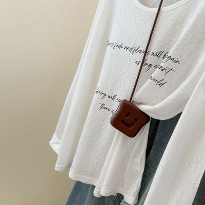 Femme Relaxed Fit Langarm-T-Shirt mit inspirierendem Zitat Heidi-Mode