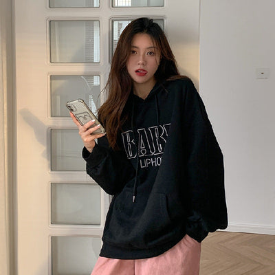 Damen Oversized Grafik Hoodie mit Fronttasche Heidi-Mode