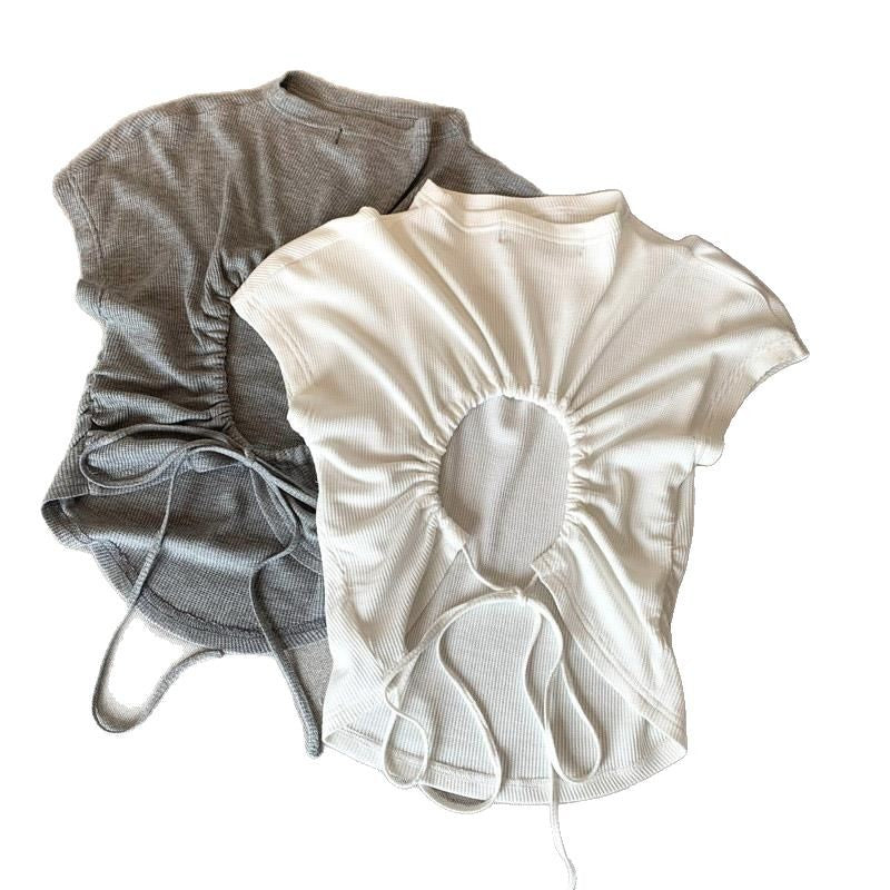 Femme Raffung Rücken Detail T-Shirt Heidi-Mode