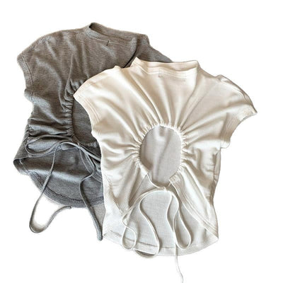 Femme Raffung Rücken Detail T-Shirt Heidi-Mode