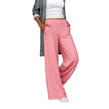 Damen nan weite Leinenmix-Hose mit hohem elastischen Bund und aufgesetzten Seitentaschen Drune in Rosa