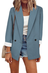 Damen nan legerer Oversize Blazer mit dreiviertelärmeln und kontrastmanschetten Drune in Blau