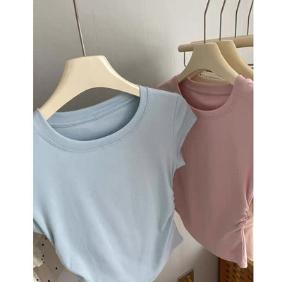 Femme Kurzarm Raffung T-Shirt Heidi-Mode