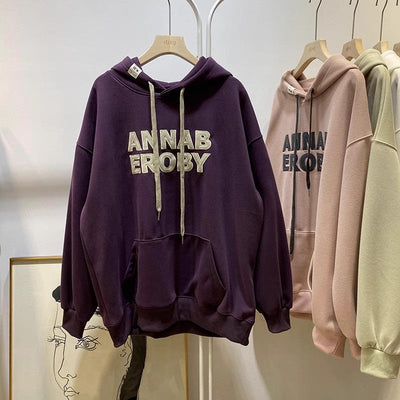 Damen Oversized Grafik Kapuzenpullover mit Frontdruck-Detail Heidi-Mode