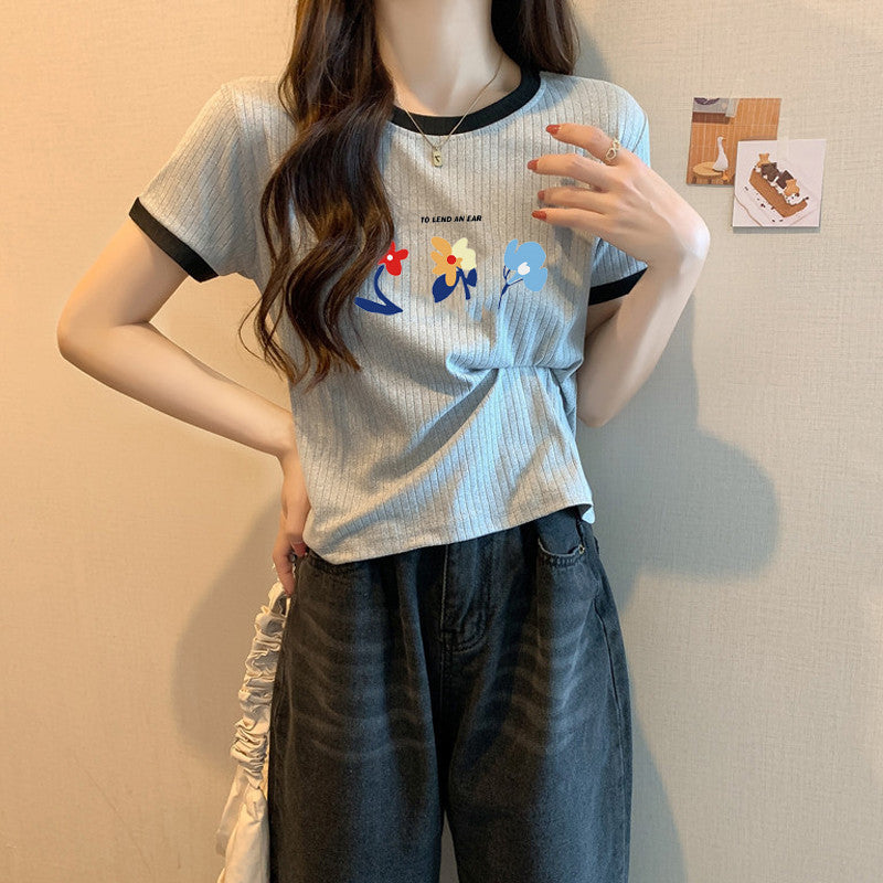 Femme Grafik Floral Design T-Shirt Heidi-Mode