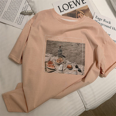 Femme Graphic Tee mit Relaxed Fit Design Heidi-Mode