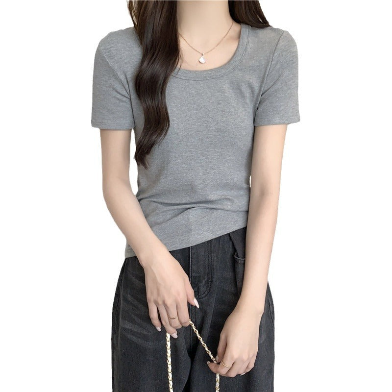 Femme Kurzarm-Ripp Top Casual Heidi-Mode