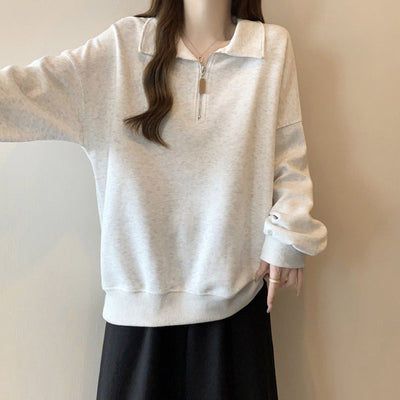 Femme Leichtgewicht Zip-Up Pullover Sweatshirt Heidi-Mode