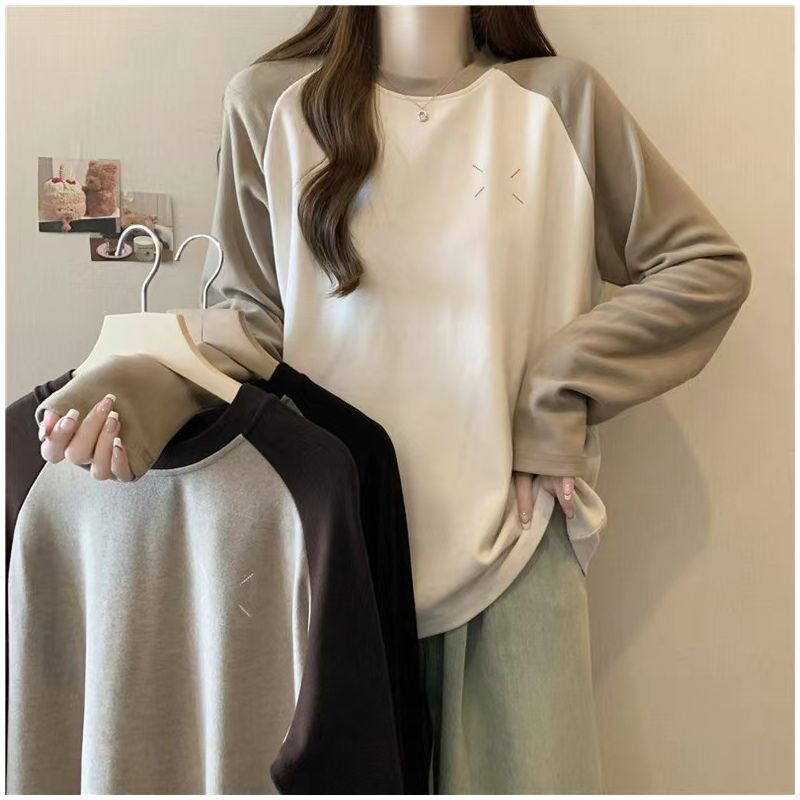 Femme Raglan-Ärmel Pullover Sweatshirt mit weichem Touch-Material Heidi-Mode