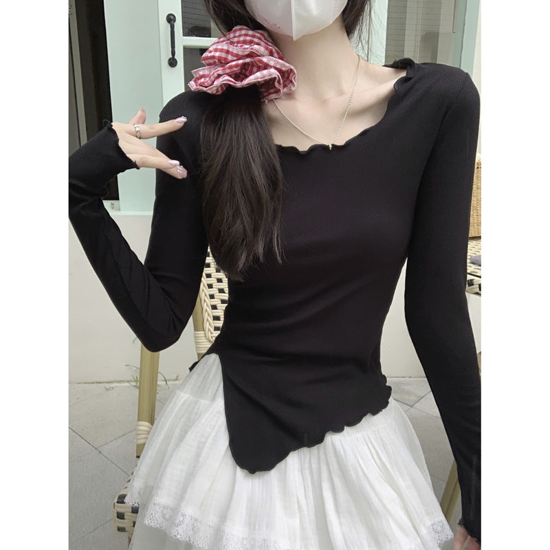 Damen Langarm Ripp-Top mit Daumenloch-Detail Heidi-Mode