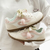 Damen Trendige Hello Kitty Rutschfeste Sneaker Mit Einzigartiger Blüten Schnürung in Pfirsich