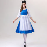 Damen nan vintage Schürzenkleid mit tailliertem Schnitt und Stehkragen Drune in 0929【Kleid + Haarreif + Schürze】