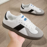 Damen Sportliche Schnür Leder Sneakers Mit Rutschfester Sohle – Bequeme Freizeitschuhe in Weiß