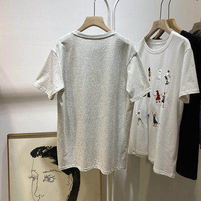 Femme Grafik Besticktes T-Shirt Heidi-Mode