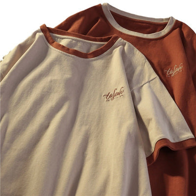 Damen Relaxed Fit Besticktes T-Shirt mit Kontrastbesatz Heidi-Mode