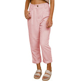 Damen nan weiche weite Cordhose mit hoher Taille, Bundfalten und umgeschlagenem Saum Drune in Rosa