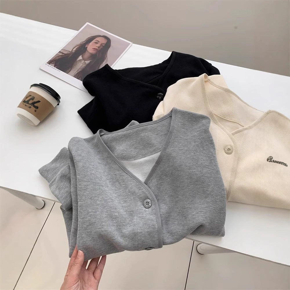 Femme Weicher Strickknopf-Oben Cardi Pullover Heidi-Mode