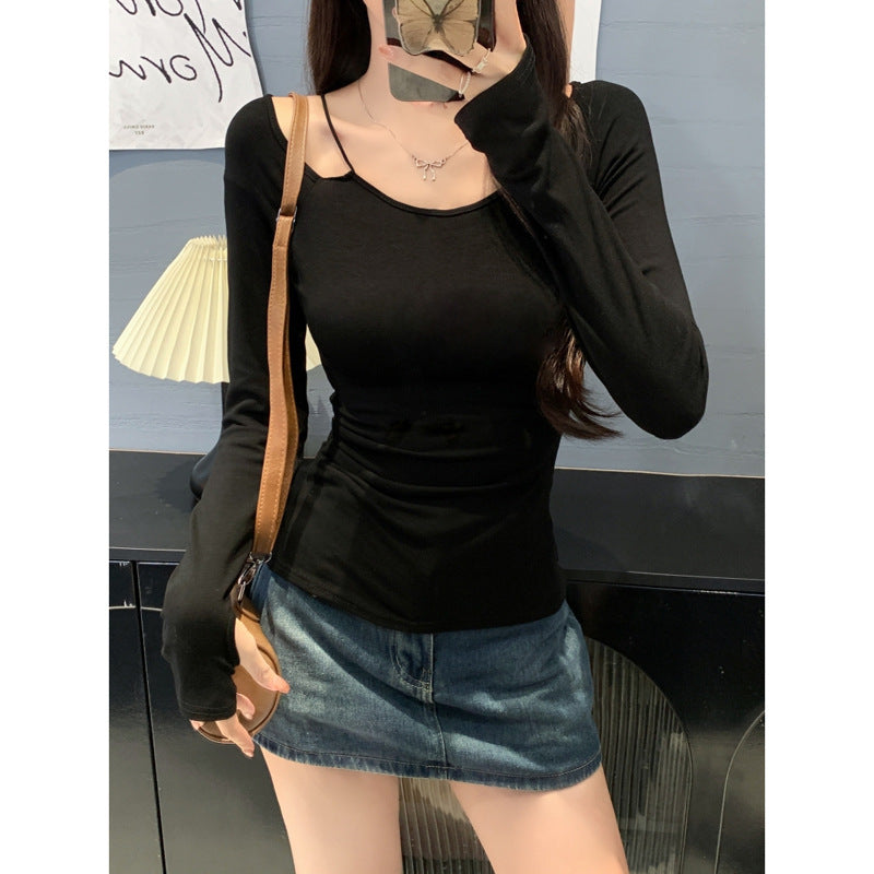 Damen Langarm-Fitted Top mit einzigartigem Cut-Out-Detail Heidi-Mode