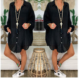 Damen nan leichte Leinen-Tunika mit Knotenfront und Lochspitzen-Shorts Drune in Schwarz