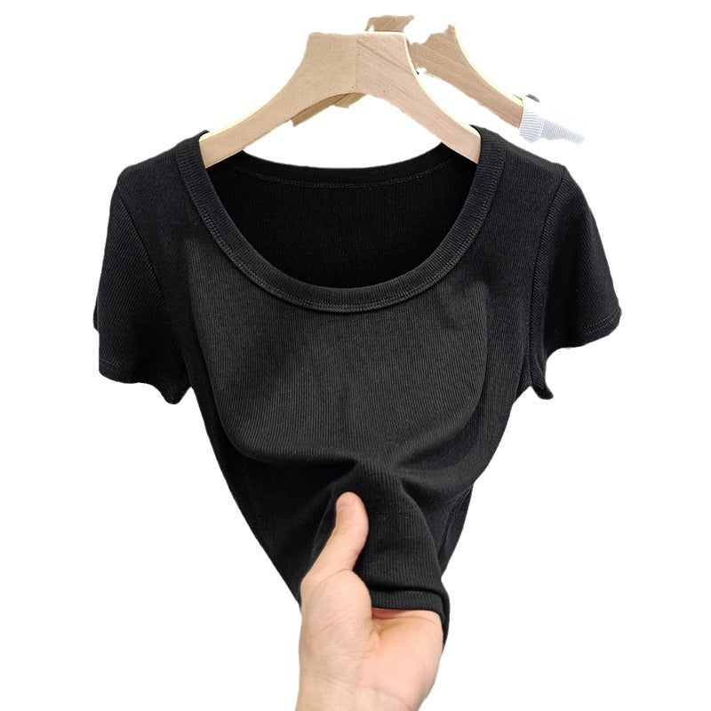 Femme Kurzarm-Ripp-Basic-T-Shirt Heidi-Mode