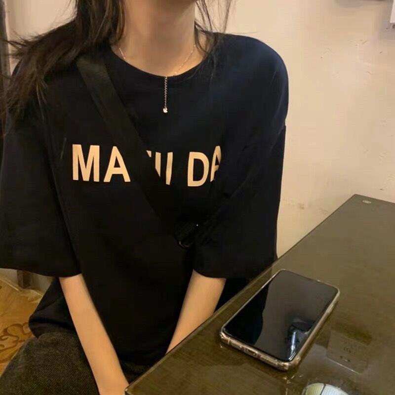 Femme Grafik Übergröße T-Shirt mit Fettem Schriftzug Heidi-Mode