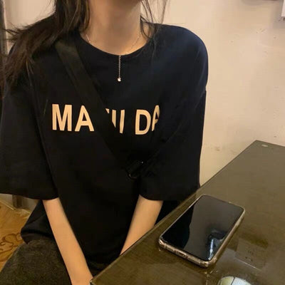 Femme Grafik Übergröße T-Shirt mit Fettem Schriftzug Heidi-Mode