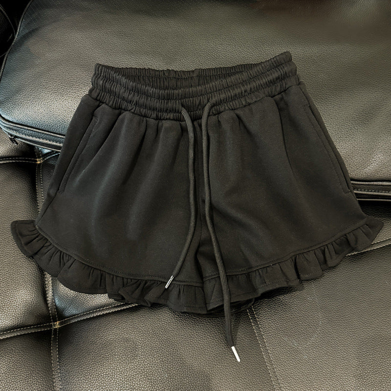 Damen Rüschensaum Freizeit Lounge Shorts Heidi-Mode