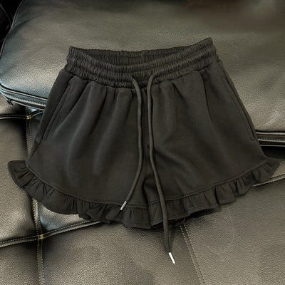 Damen Rüschensaum Freizeit Lounge Shorts Heidi-Mode