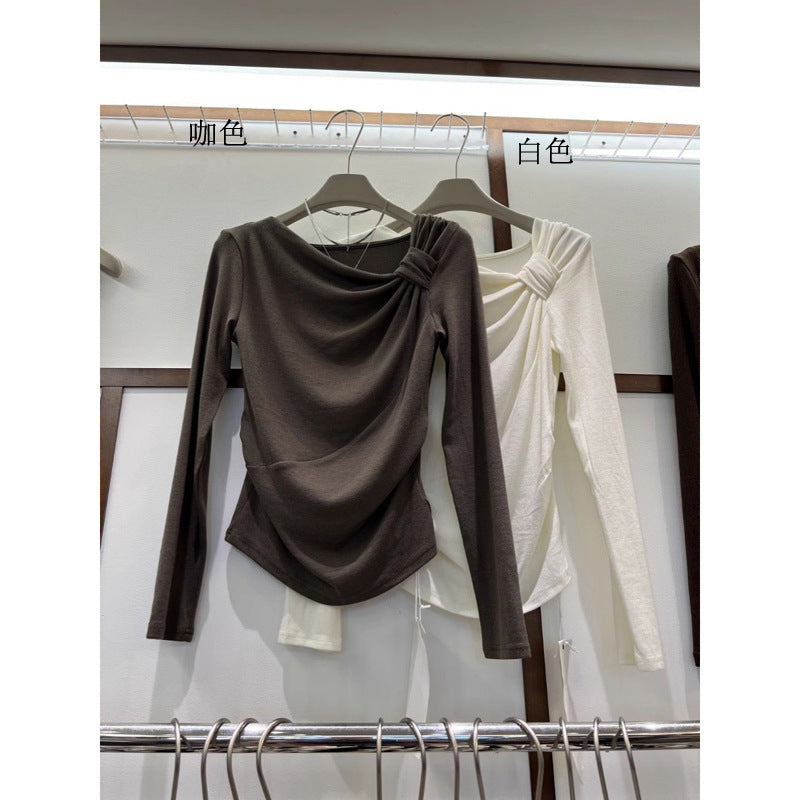 Damen Raffung Langarmoberteil mit elegantem Detail Heidi-Mode