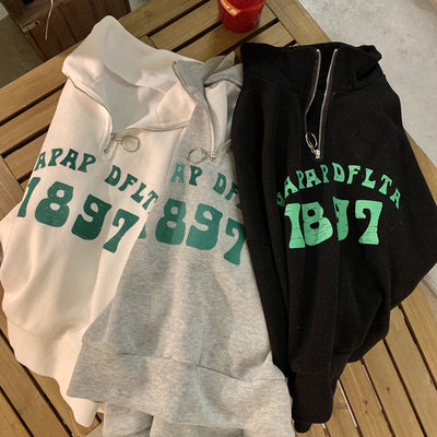 Femme Viertel-Reißverschluss Grafik Sweatshirt Heidi-Mode