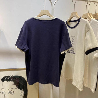 Femme Grafik Kurzarm-T-Shirt mit verspielter Hundillustration Heidi-Mode