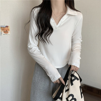 Frauen Langarm Hemd mit Kragen aus weichem Stoff Heidi-Mode