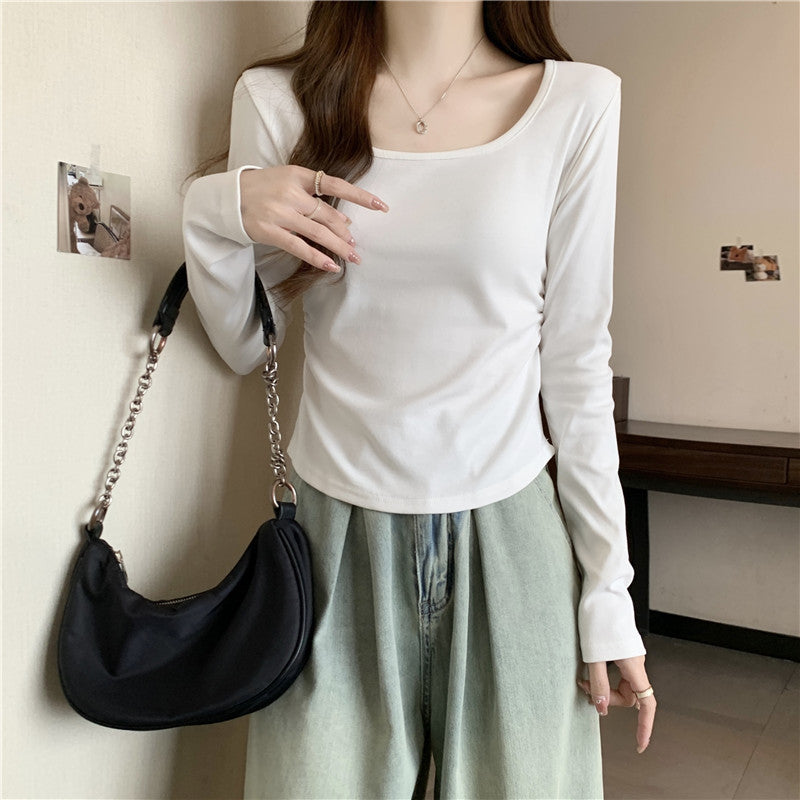 Femme Langarm Scoop Neck Basic Top Heidi-Mode