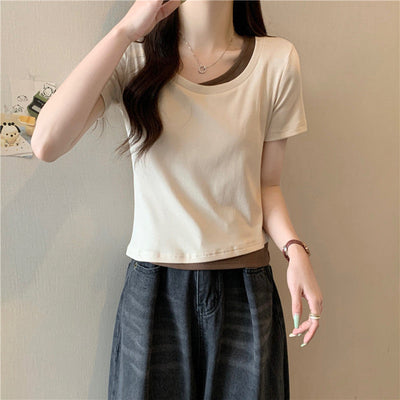 Femme Geschichtete Rundhals T-Shirt Heidi-Mode