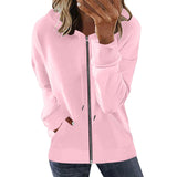Damen nan Kapuzenjacke mit durchgehendem Reißverschluss, Kängurutaschen und elastischen Bündchen Drune in Pink