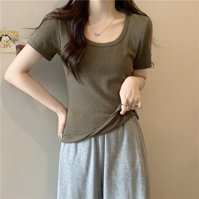 Femme Ripp-Strick Stretch Kurzarmtop Heidi-Mode