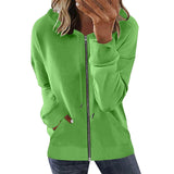 Damen nan Kapuzenjacke mit durchgehendem Reißverschluss, Kängurutaschen und elastischen Bündchen Drune in Neongrün