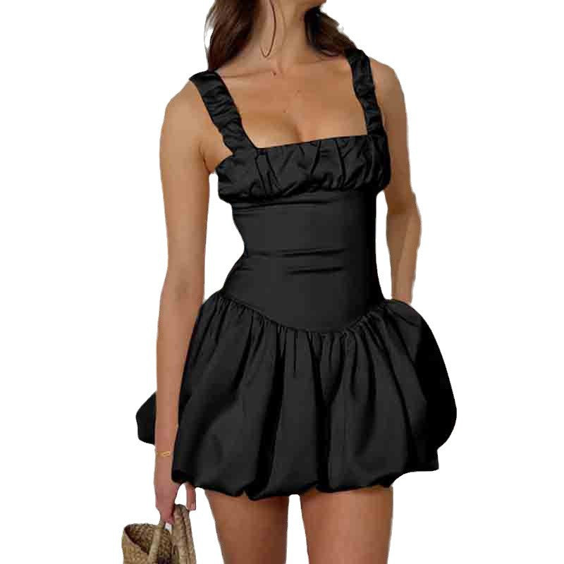 Bia - Voluminöse Minikleid für Frauen mit quadratischem Ausschnitt und Rüschendetails