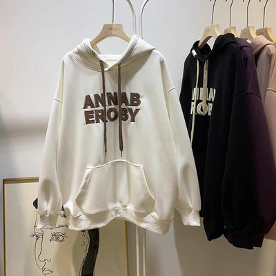 Damen Oversized Grafik Kapuzenpullover mit Frontdruck-Detail Heidi-Mode