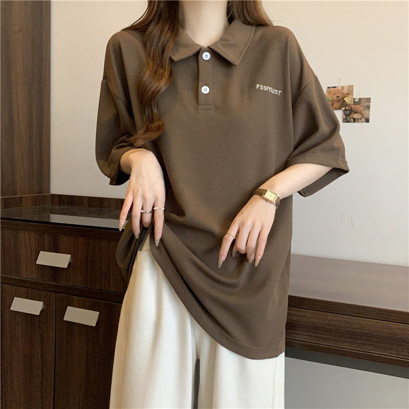 Femme Relaxed Fit Polo Tee mit strukturiertem Stoff Heidi-Mode