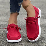 Damen nan lässige Slip-On Sneaker-Halbschuhe mit geripptem Textilobermaterial und elastischer Schnürung Drune in Rot