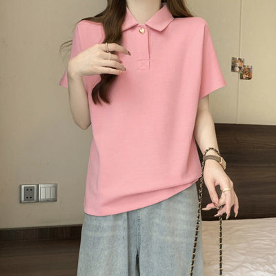 Femme Polo Stil Lockere Passform Top Heidi-Mode