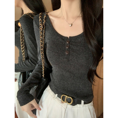 Femme Langarm-Henley-Top Heidi-Mode